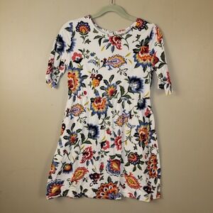 Old Navy Girls Floral Dress XL 14 Plus White Multicolor Boho Short Sleeve Cotton